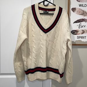 Brandy Melville V Neck Wool Stripe Sweater